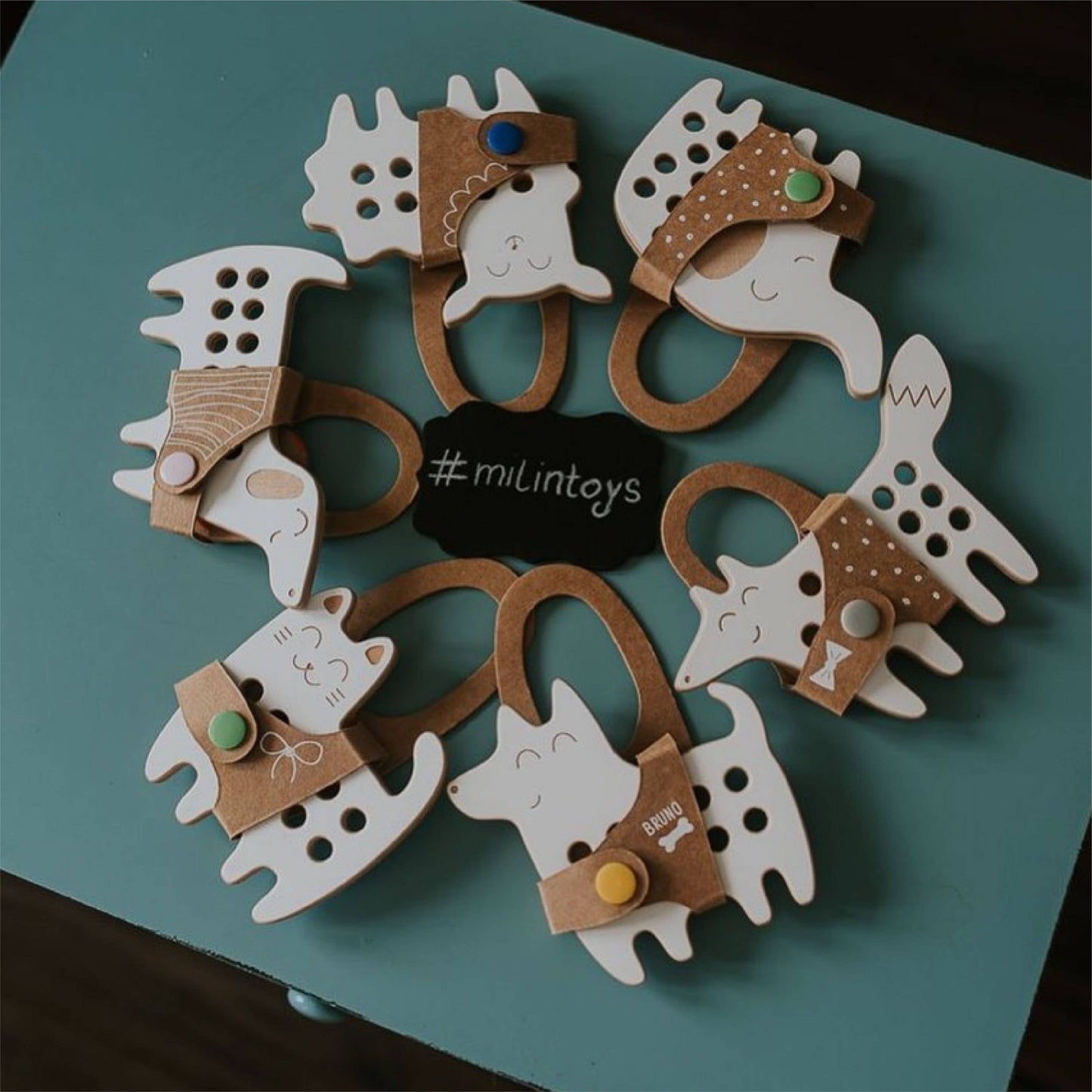 Cat - Small wooden lacing Toy, Montessori, fine motor skills