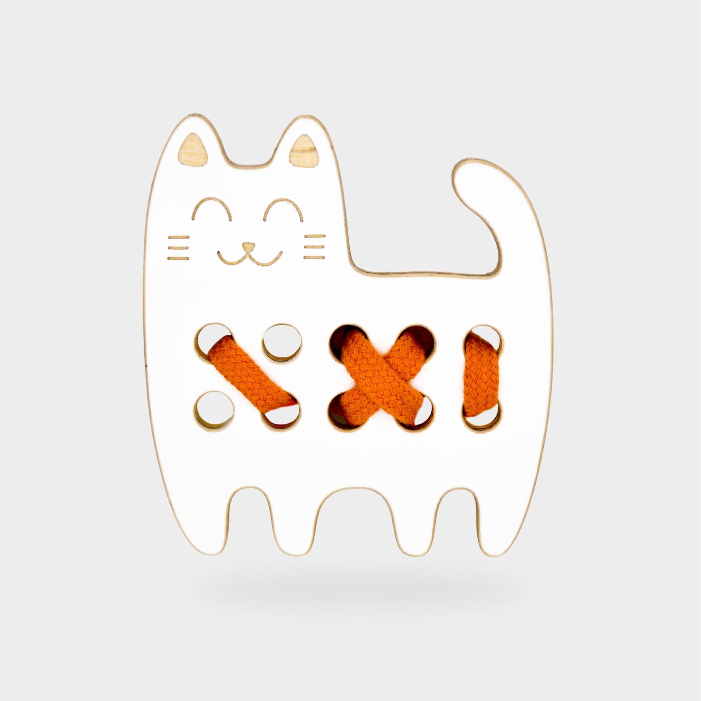 Cat - Small wooden lacing Toy, Montessori, fine motor skills