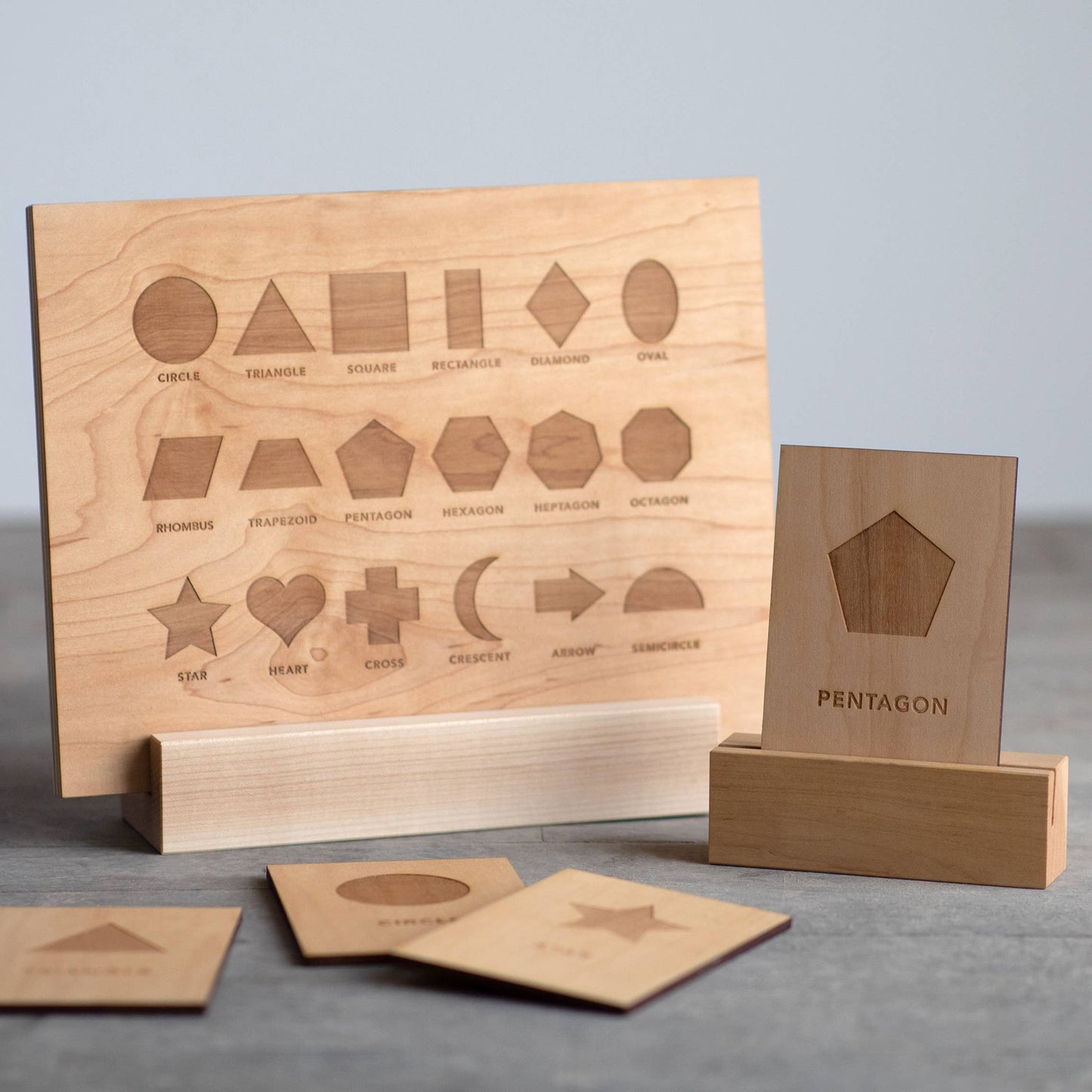 Wooden Shapes Board with Matching Shape Pieces