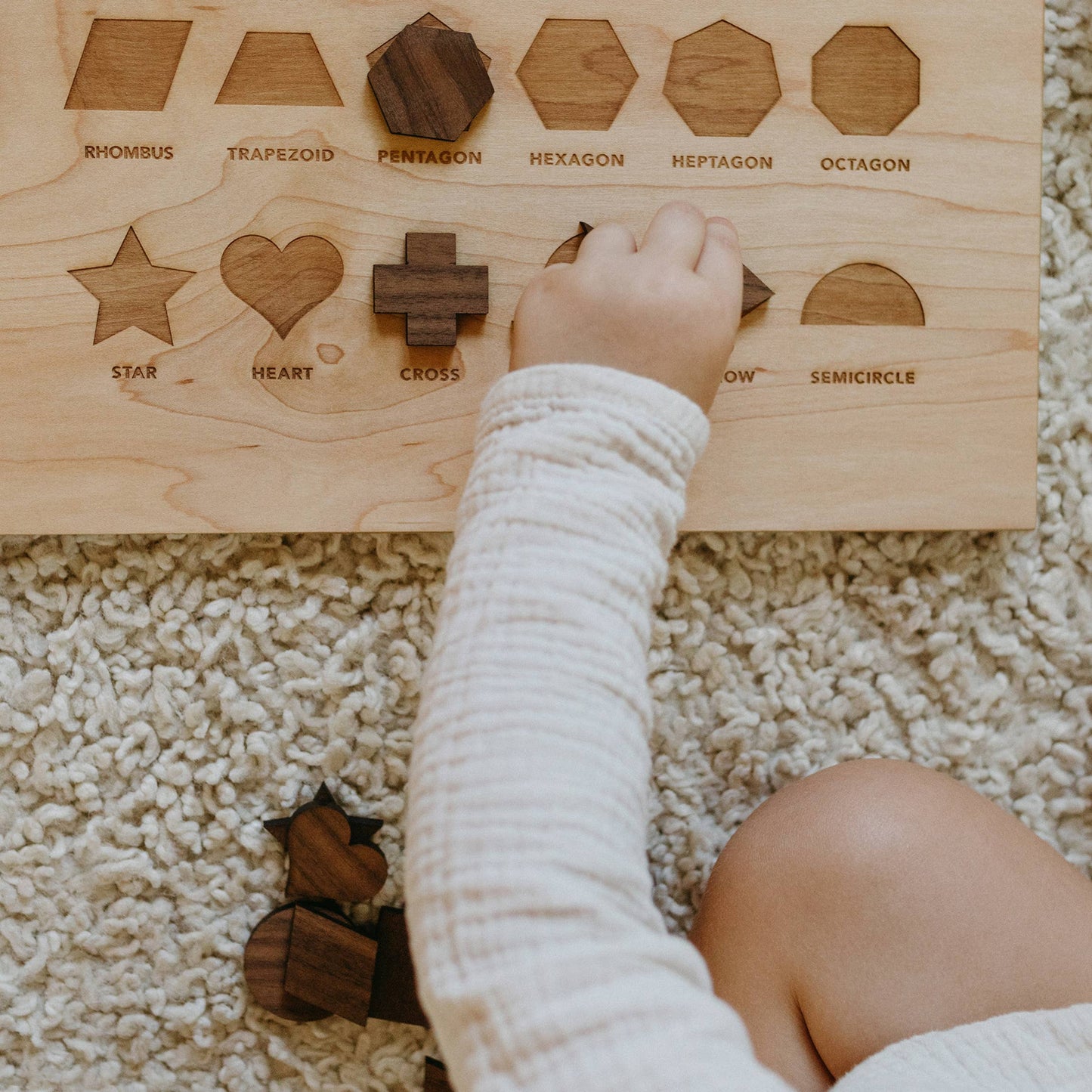 Wooden Shapes Board with Matching Shape Pieces