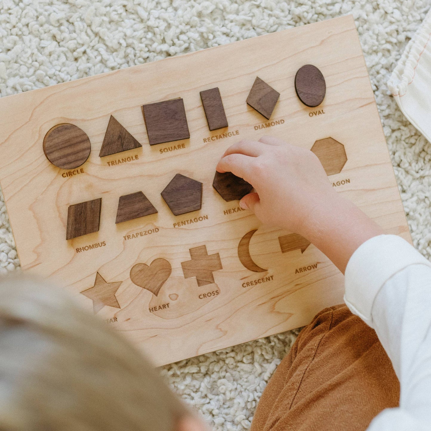 Wooden Shapes Board with Matching Shape Pieces