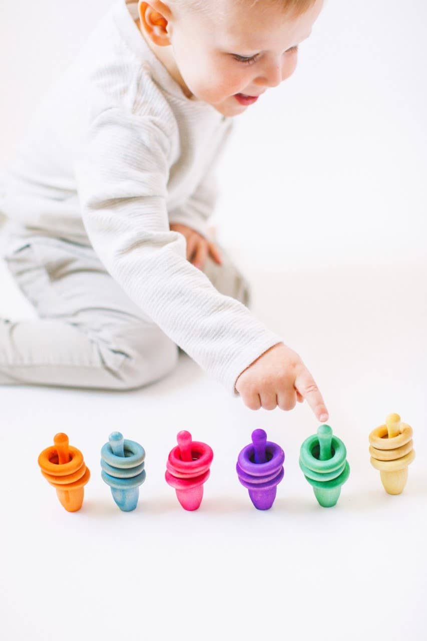 Rainbow Pin & Ring Wooden Stacking Set