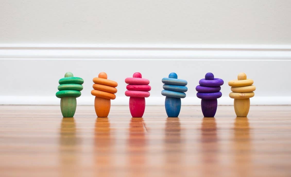 Rainbow Pin & Ring Wooden Stacking Set