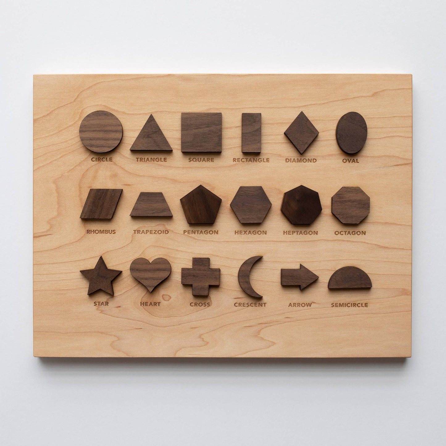 Wooden Shapes Board with Matching Shape Pieces