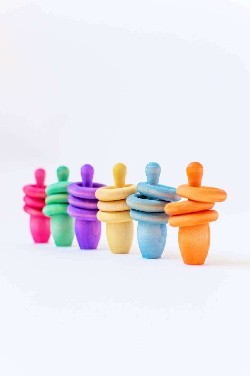 Rainbow Pin & Ring Wooden Stacking Set