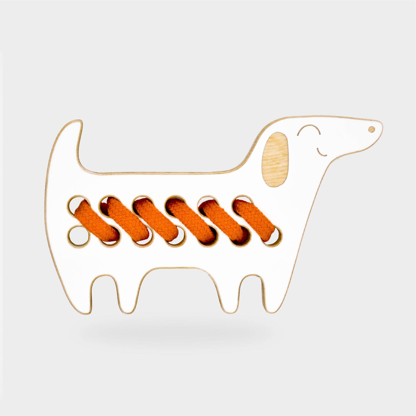 The Dachshund, small wooden lacing toy, Montessori toy