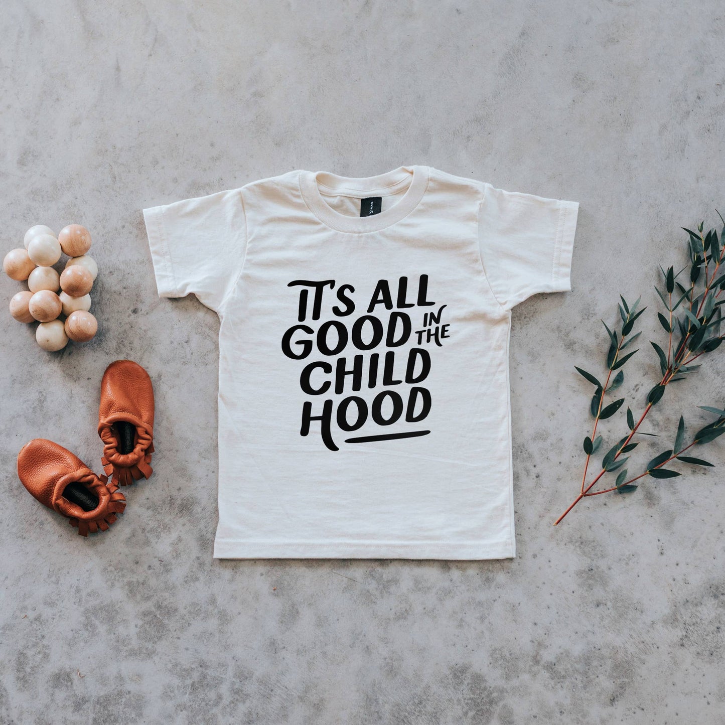 It's All Good in the Childhood Organic Kids Tee: Youth Small / Camel