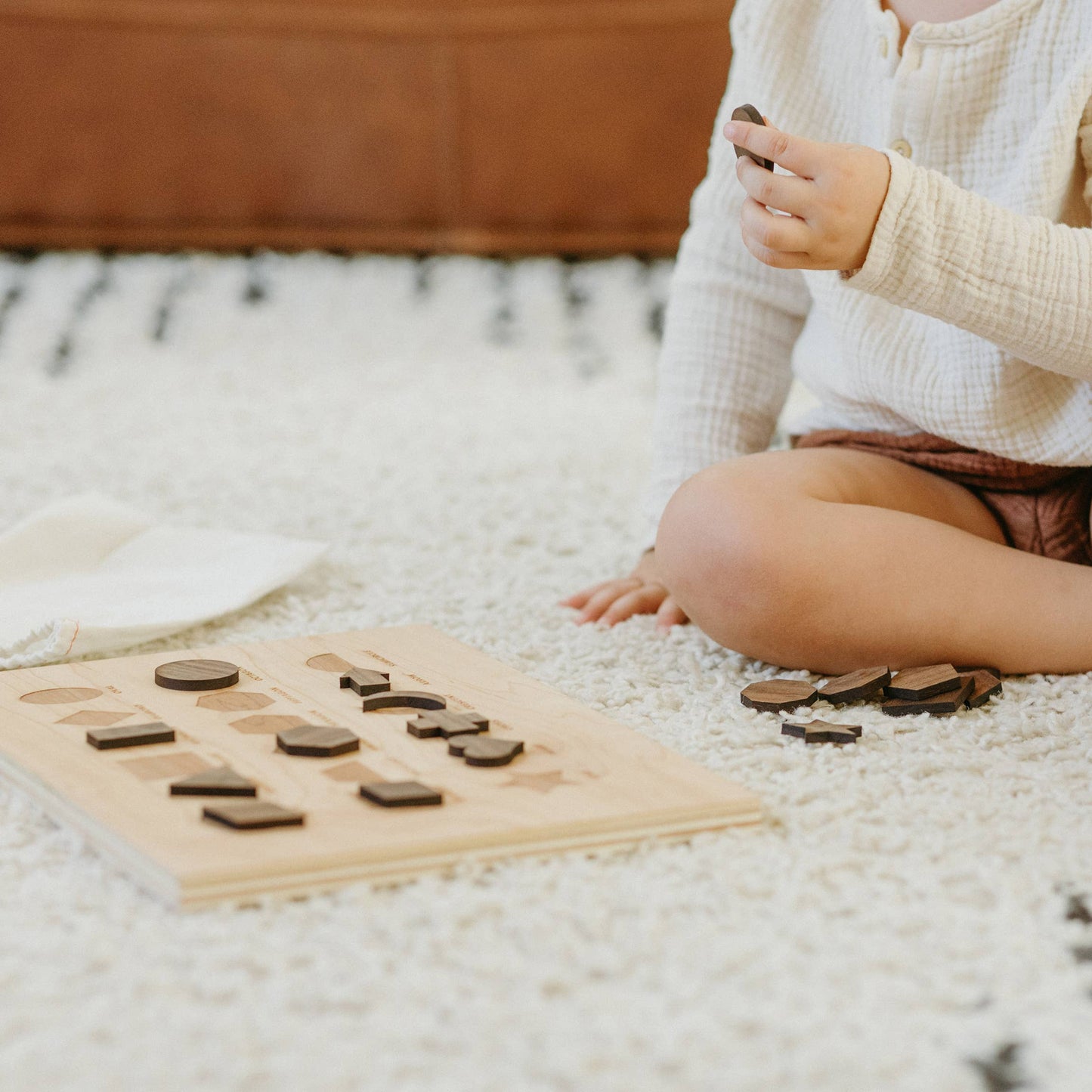 Wooden Shapes Board with Matching Shape Pieces